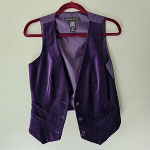 New York & Company Vintage Lined Purple Velvet Vest Size 6